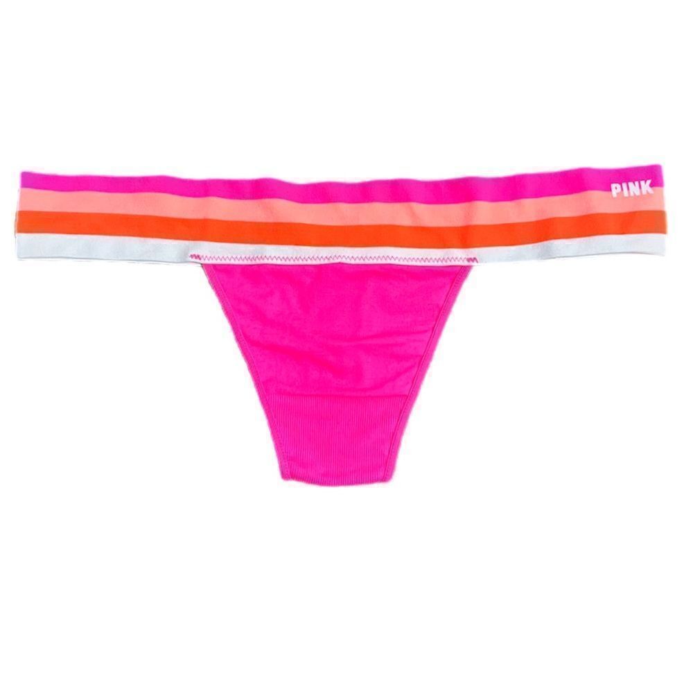 Victoria’s Secret Pink Supersoft let’s chill print thong panty pink Small